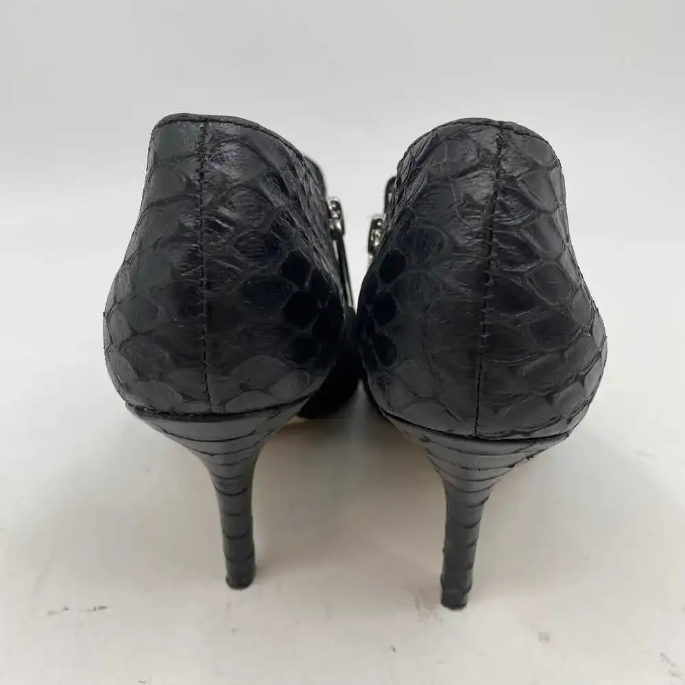 Michael Kors Black Snake Embossed Leather Booties | Women’s Size 7